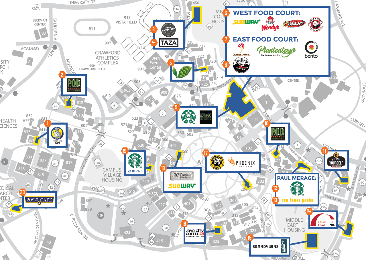 Uci Campus Map Interactive Dining Locations